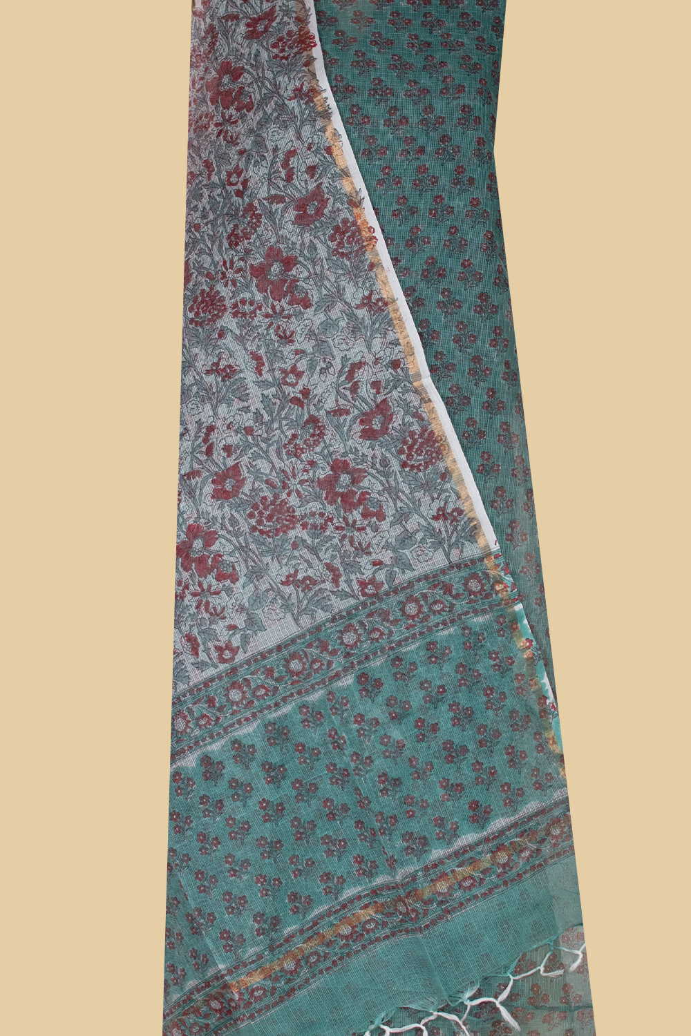 Pine Green Block Printed Cotton Suit - Image 2