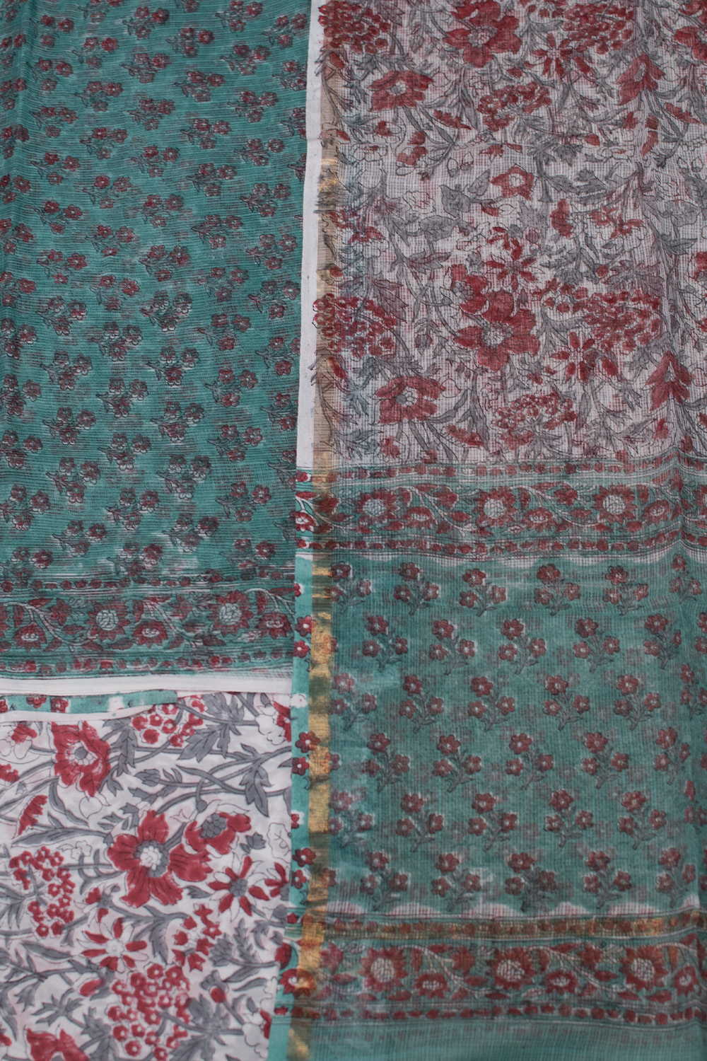 Pine Green Block Printed Cotton Suit - Image 3