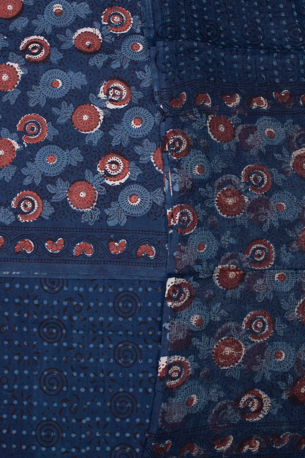 Floral - Indigo Block Printed Cotton Suit - Image 3
