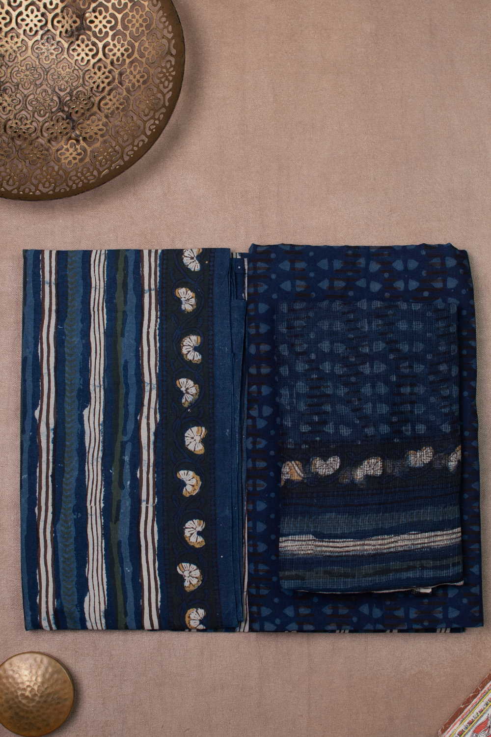 Indigo Block Printed Cotton Suit - Image 2
