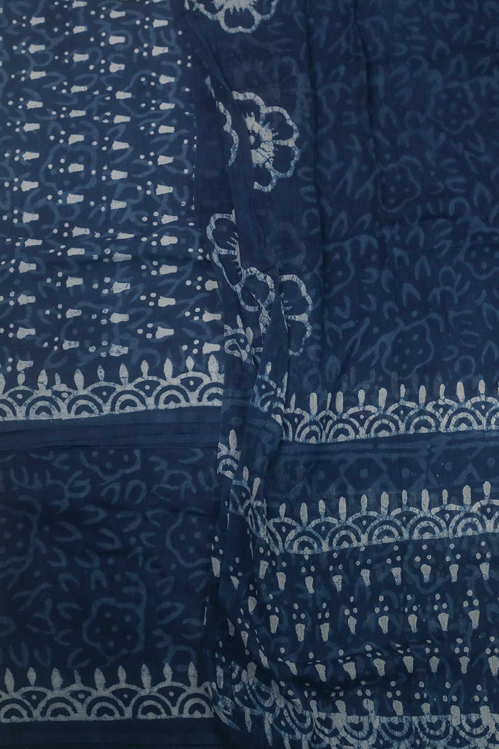 Muted Indigo Block Printed Cotton Suit - Image 3
