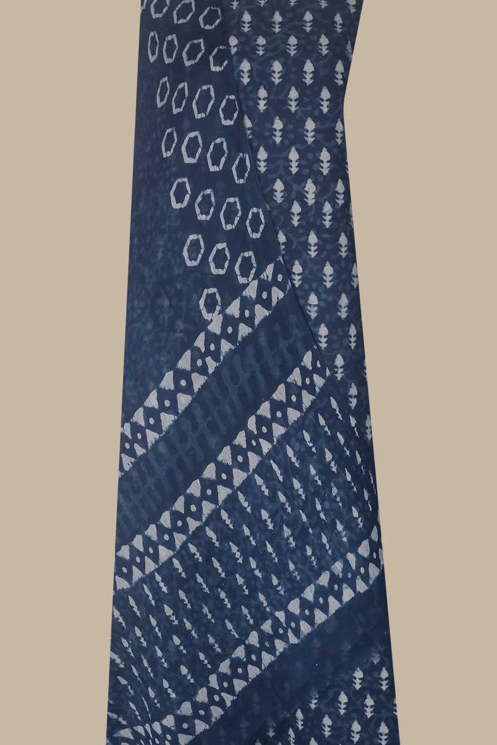 Faded Indigo Block Printed Cotton Suit - Image 2