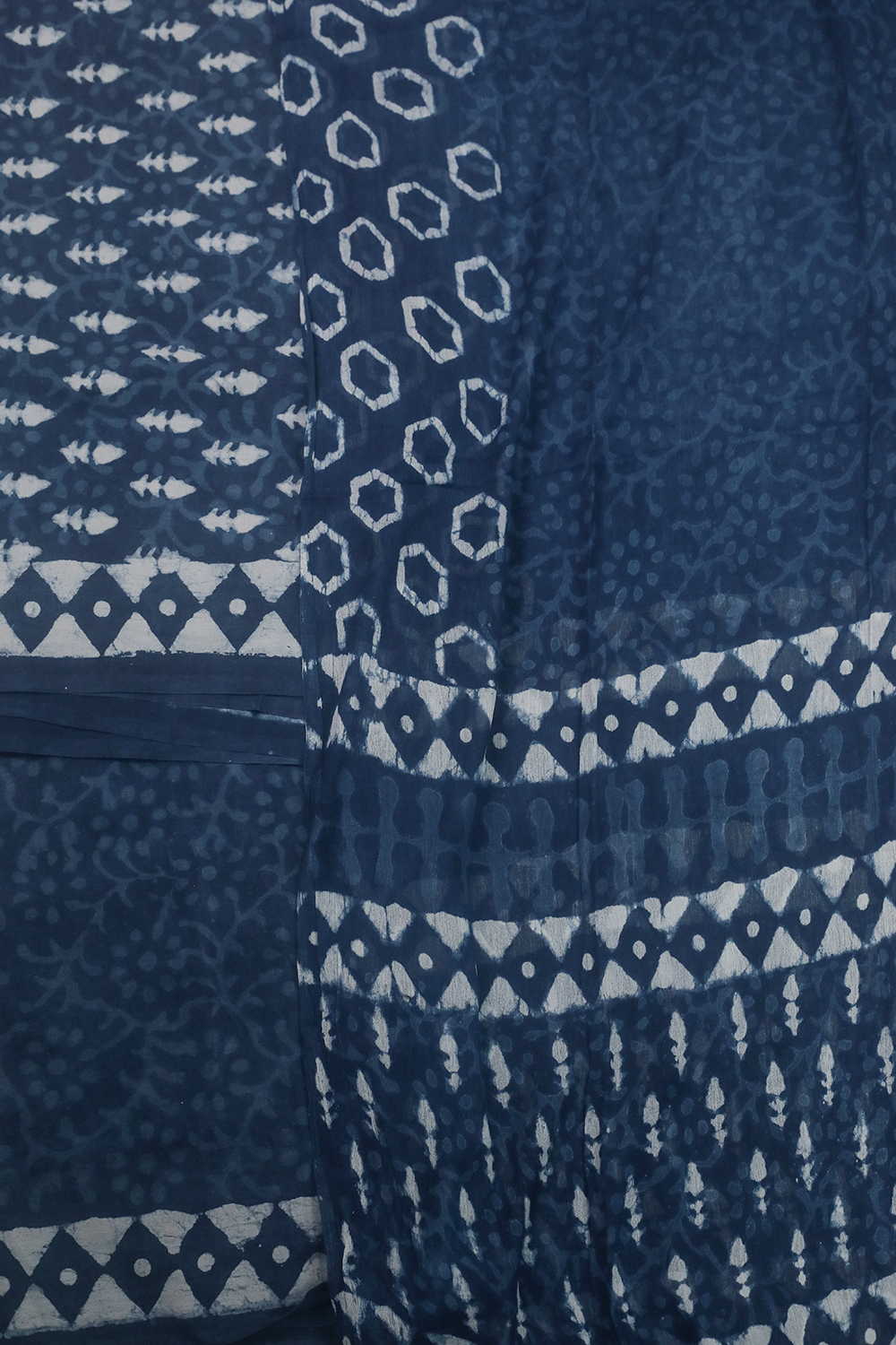 Faded Indigo Block Printed Cotton Suit - Image 3