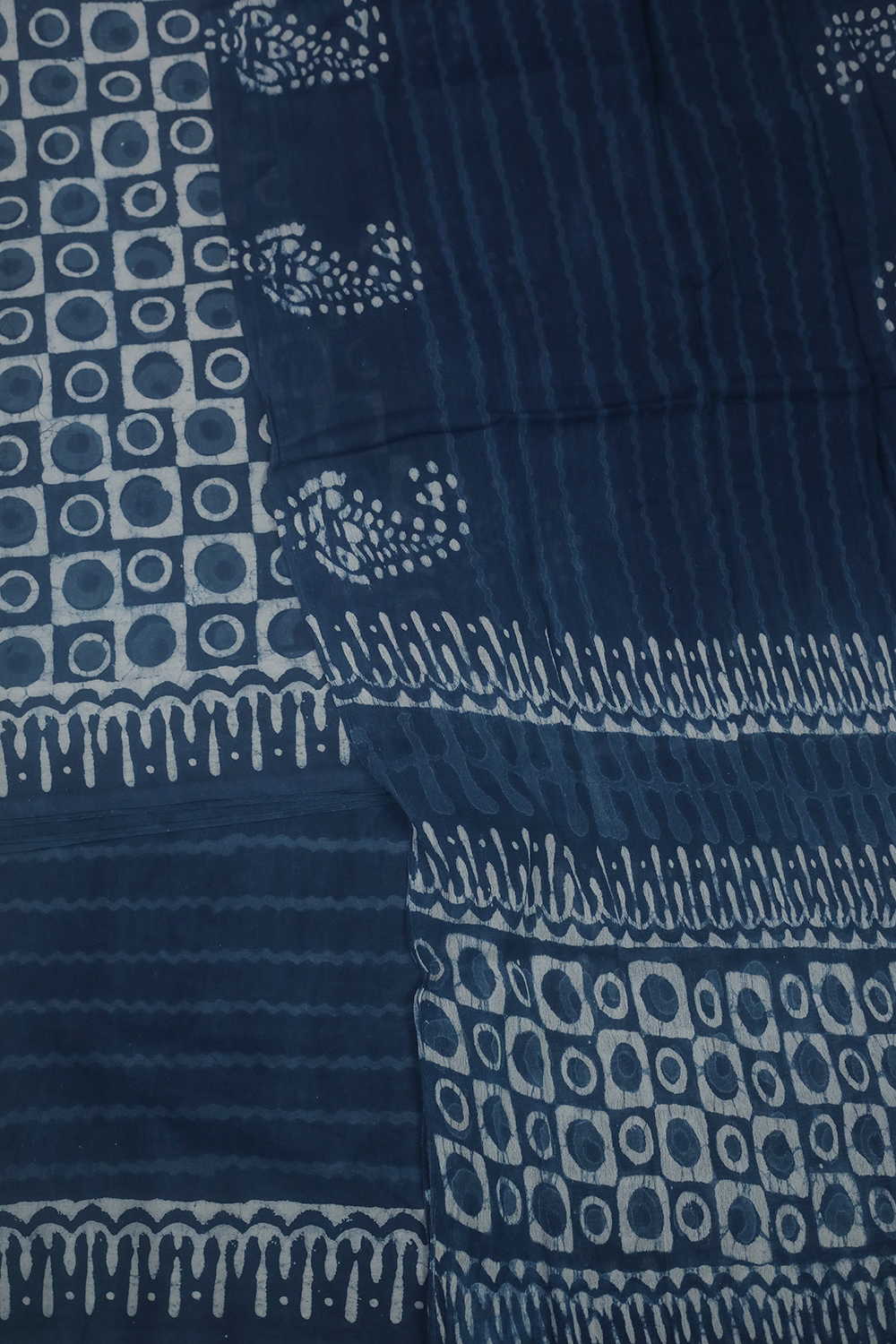 Dusty Indigo Block Printed Cotton Suit - Image 3