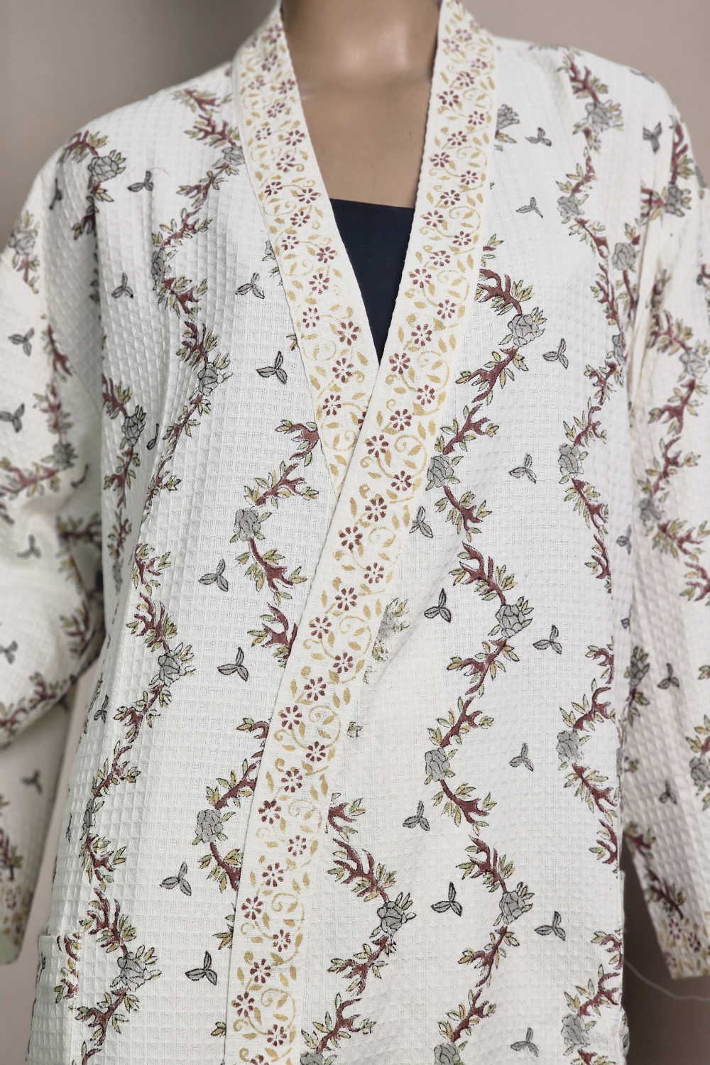 Morning Grace – Sanganeri Bath Robe | Free Size - Image 4