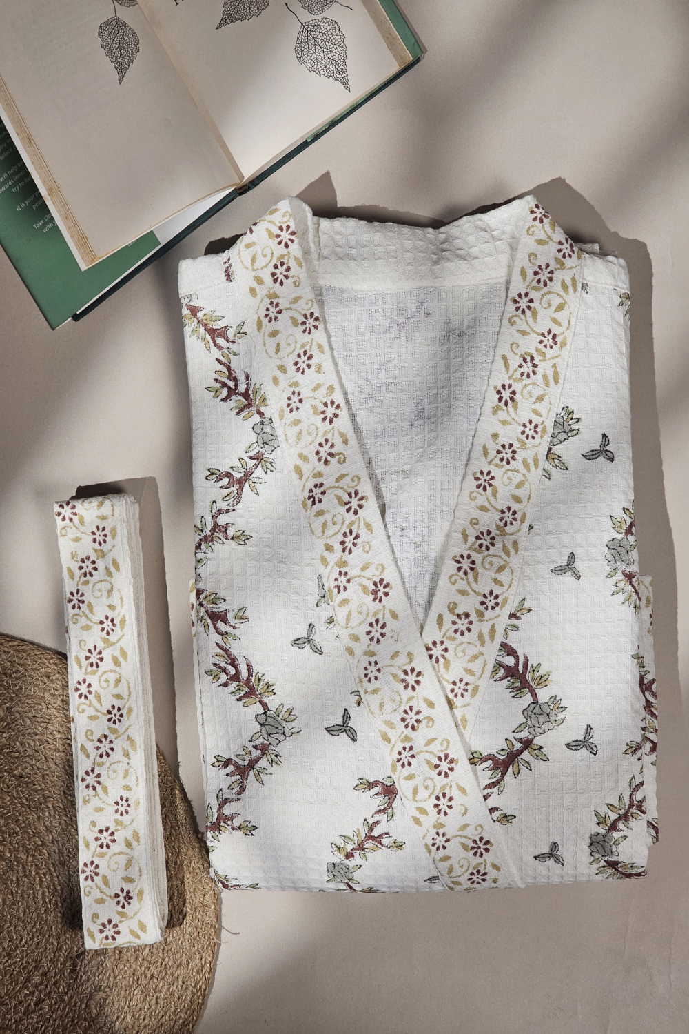 Morning Grace – Sanganeri Bath Robe | Free Size - Image 5