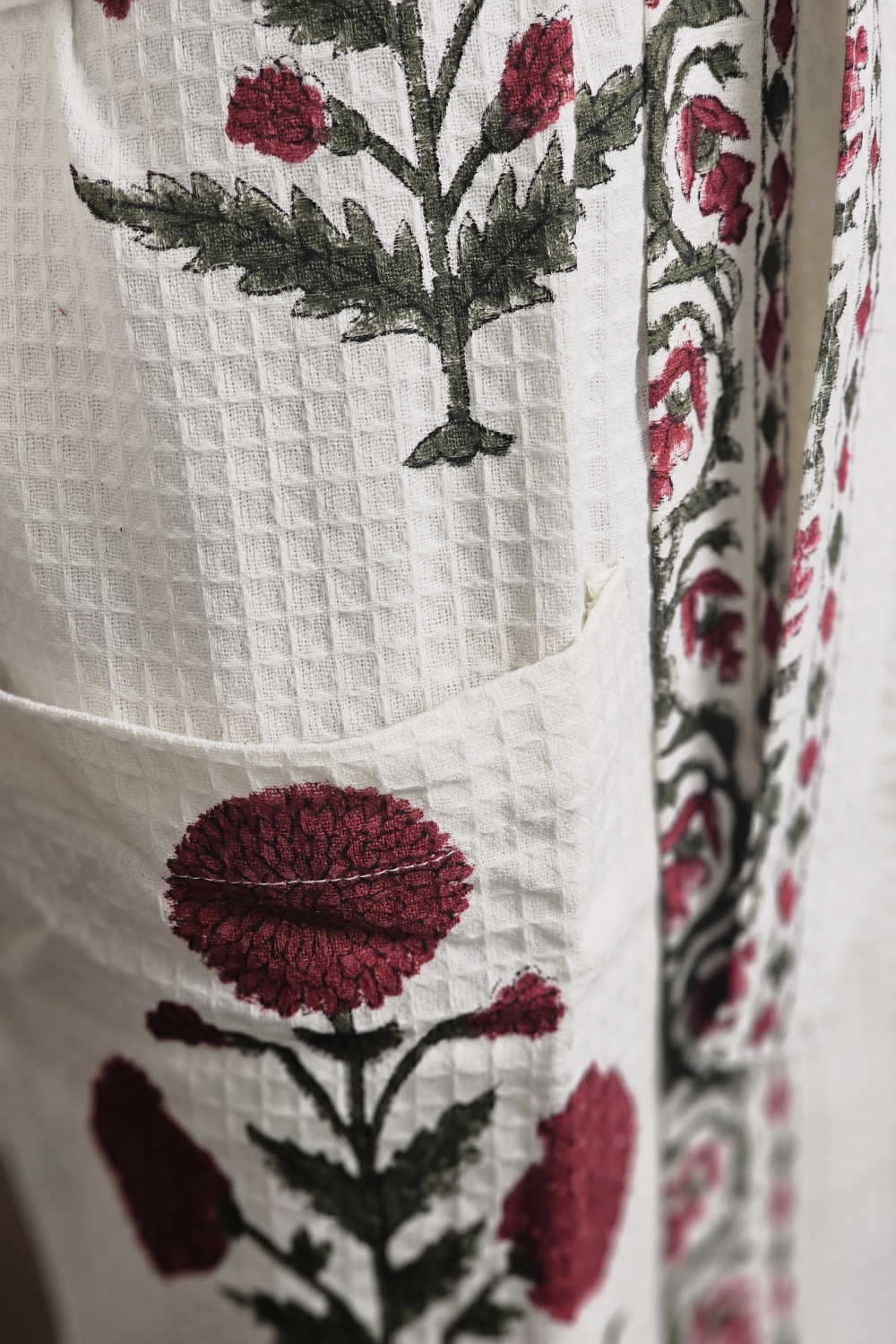 Morning Grace – Sanganeri Bath Robe | Free Size - Image 5