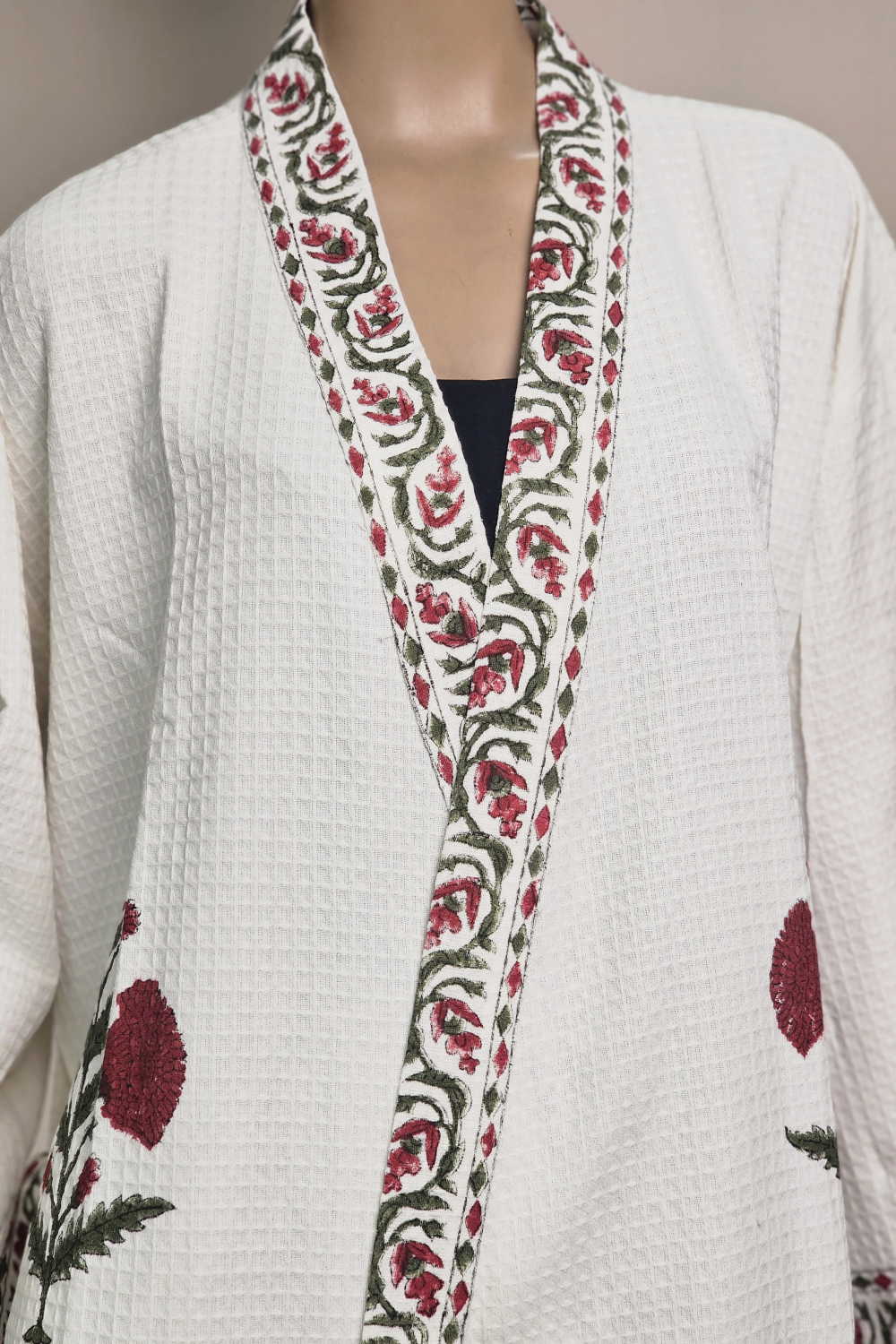 Morning Grace – Sanganeri Bath Robe | Free Size - Image 6