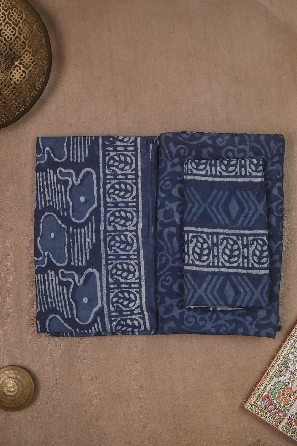 Patterned on Indigo Block Printed Mul Cotton Suit