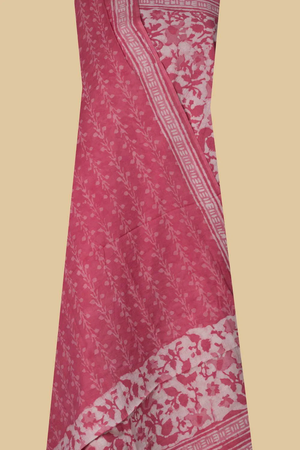 Pink Garden Block Printed Cotton Suit