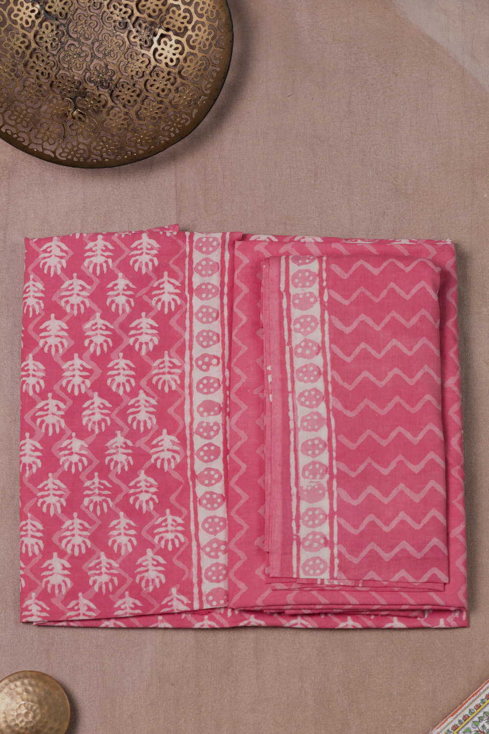 Buttas on Pink Block Printed Cotton Suit - Image 2