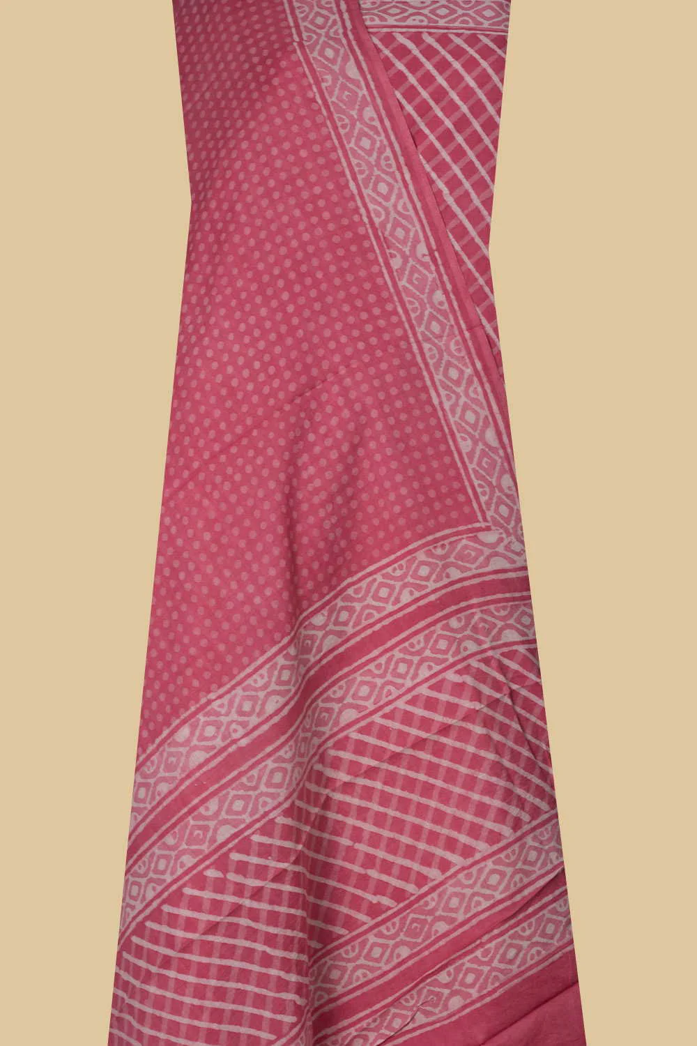 Pink Pop Checks Block Printed Cotton Suit