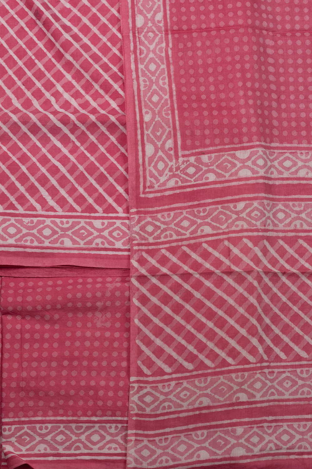 Pink Pop Checks Block Printed Cotton Suit - Image 3