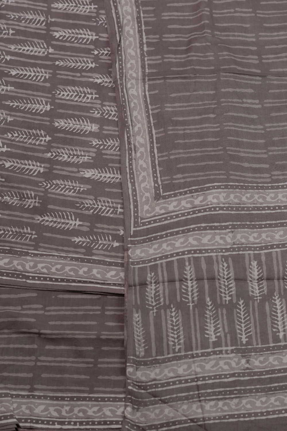 Florets on Grey Block Printed Cotton Suit - Image 3