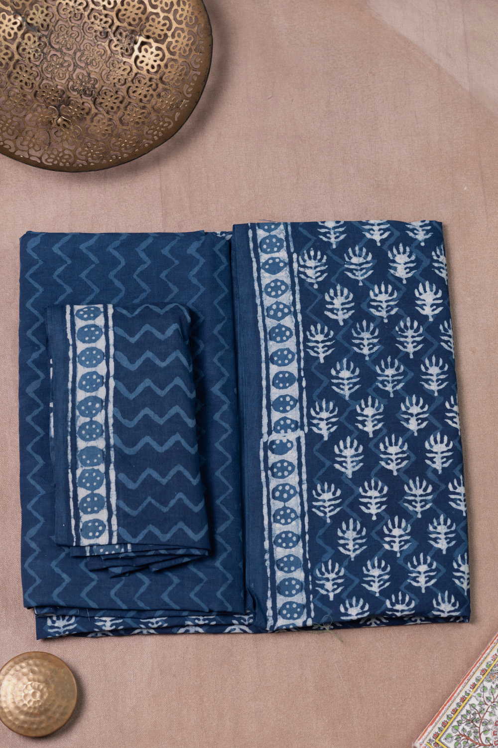 Indigo with Buttas Block Printed Cotton Suit - Image 2