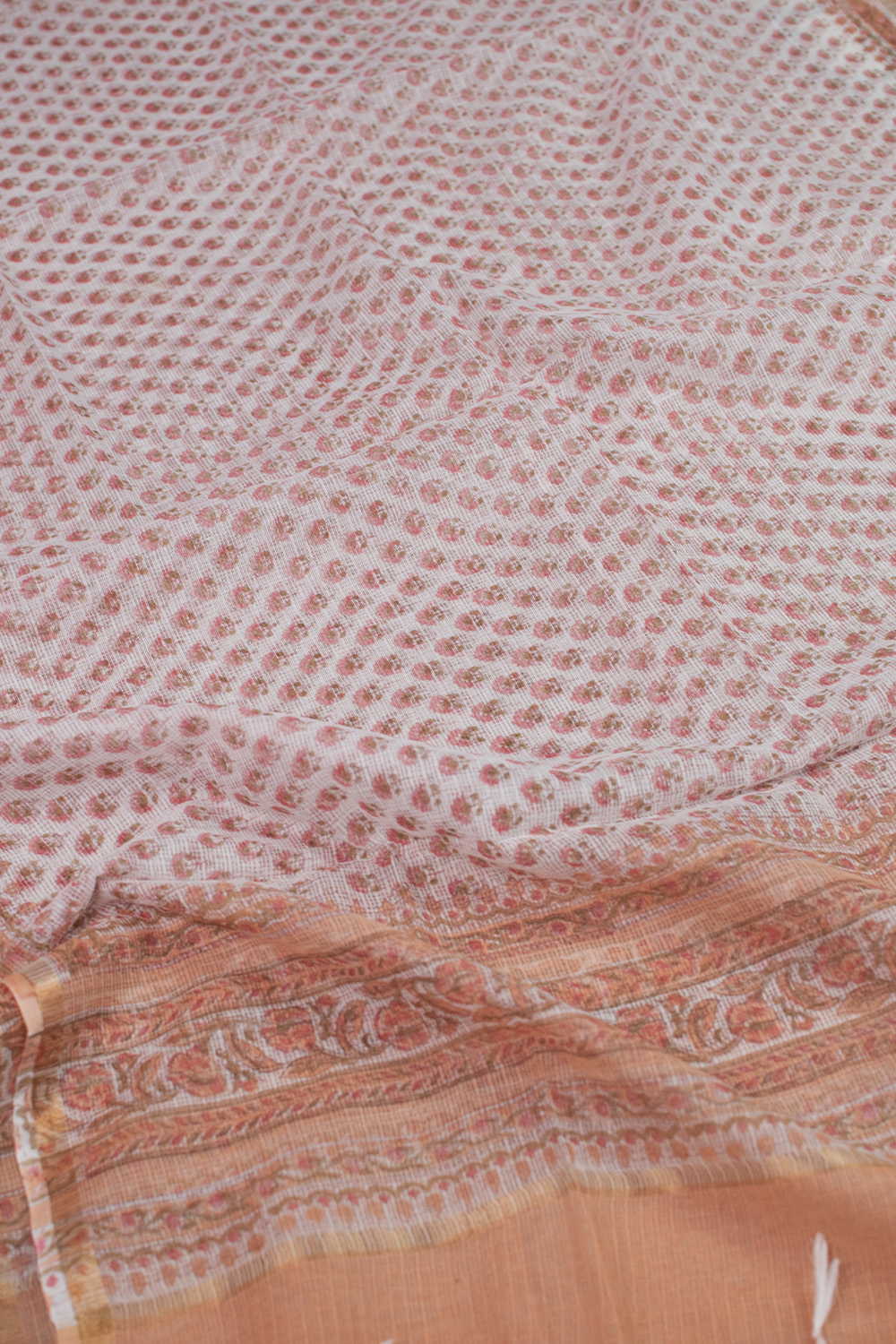 Motifs on Cream Block Printed Kota Cotton Dupatta - Image 2