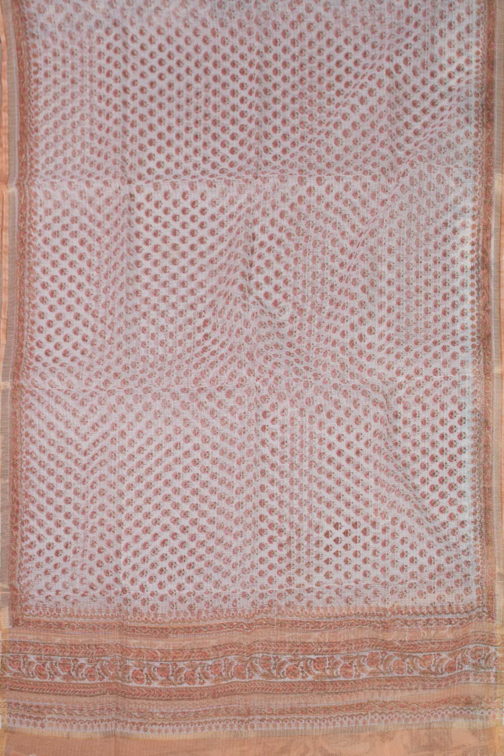 Motifs on Cream Block Printed Kota Cotton Dupatta - Image 4