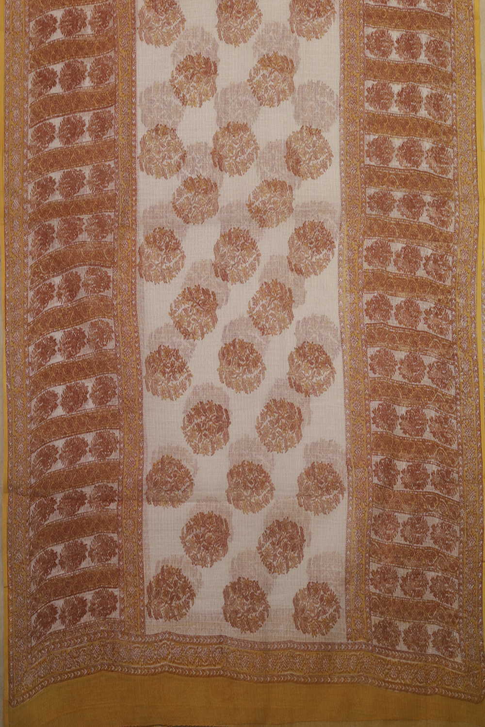Dual Design - Cream Block Printed Kota Cotton Dupatta - Image 3