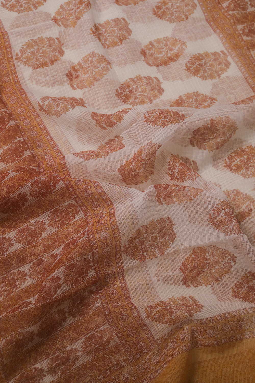 Dual Design - Cream Block Printed Kota Cotton Dupatta - Image 4