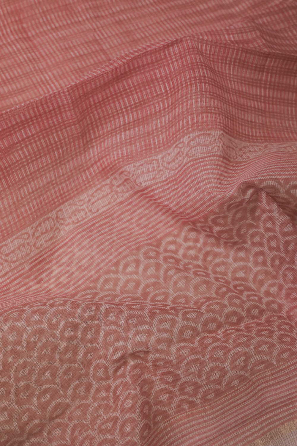 Semi Grid - Pink Block Printed Kota Cotton Dupatta - Image 3