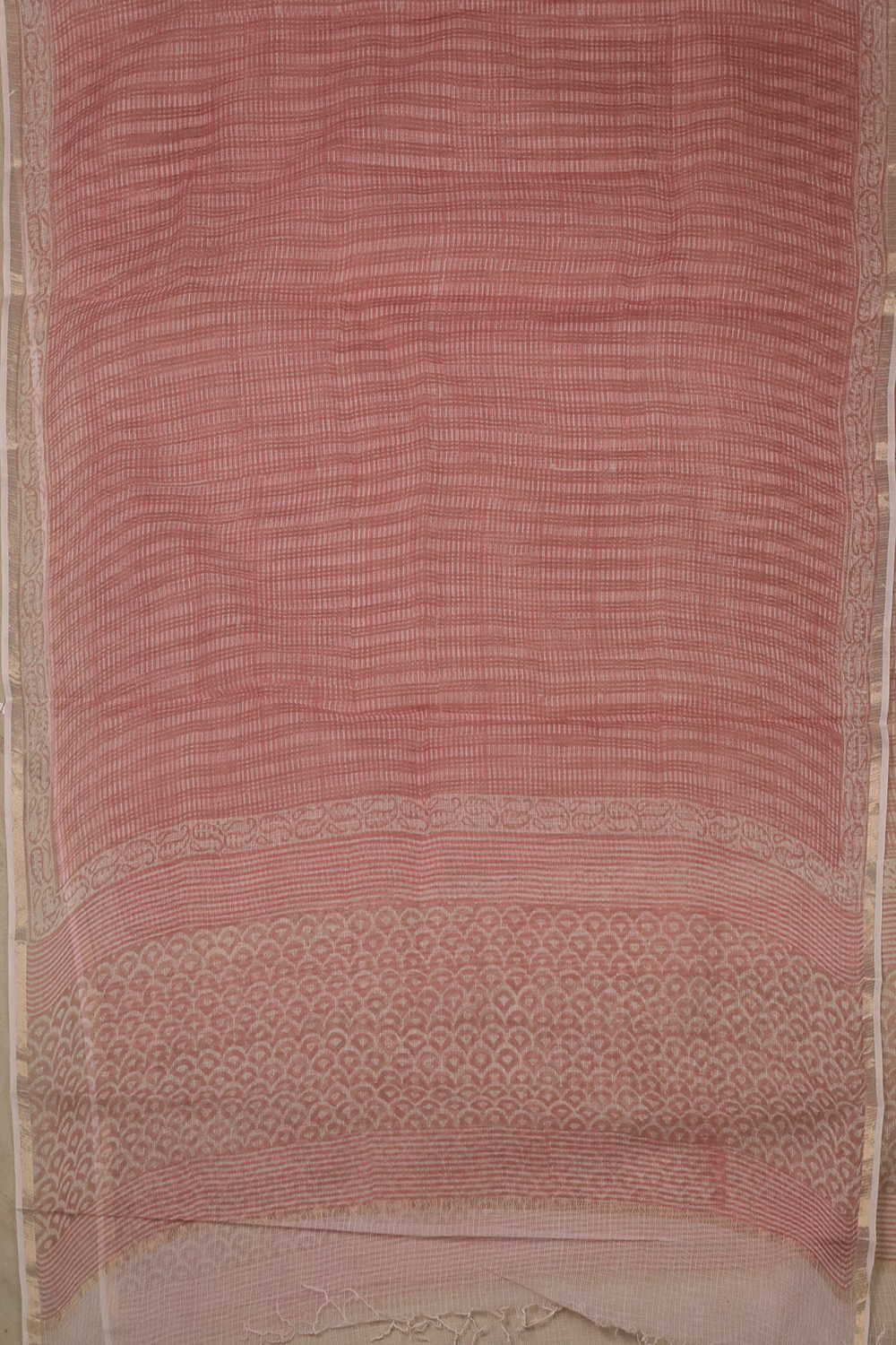 Semi Grid - Pink Block Printed Kota Cotton Dupatta - Image 4
