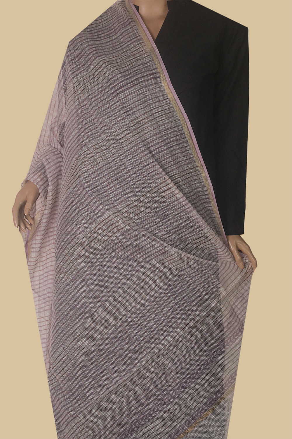 Horizonal Lines - Block Printed Kota Cotton Dupatta - Image 2