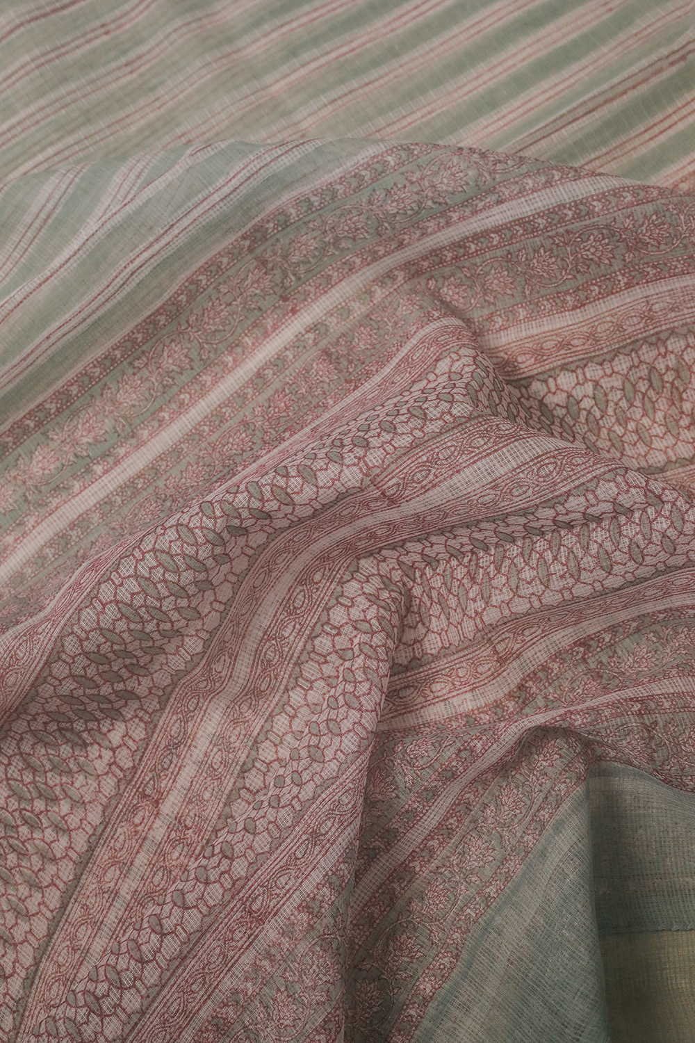 Dual Lines - Cream Block Printed Kota Cotton Dupatta - Image 4