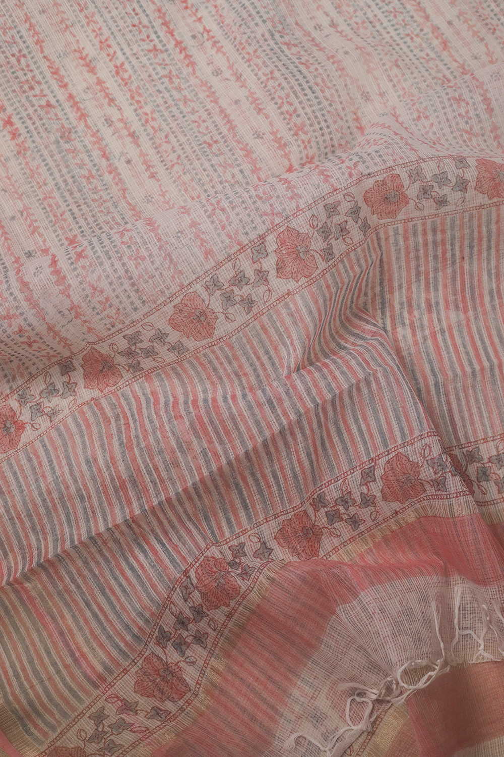 Multi Design - Cream Block Printed Kota Cotton Dupatta - Image 3