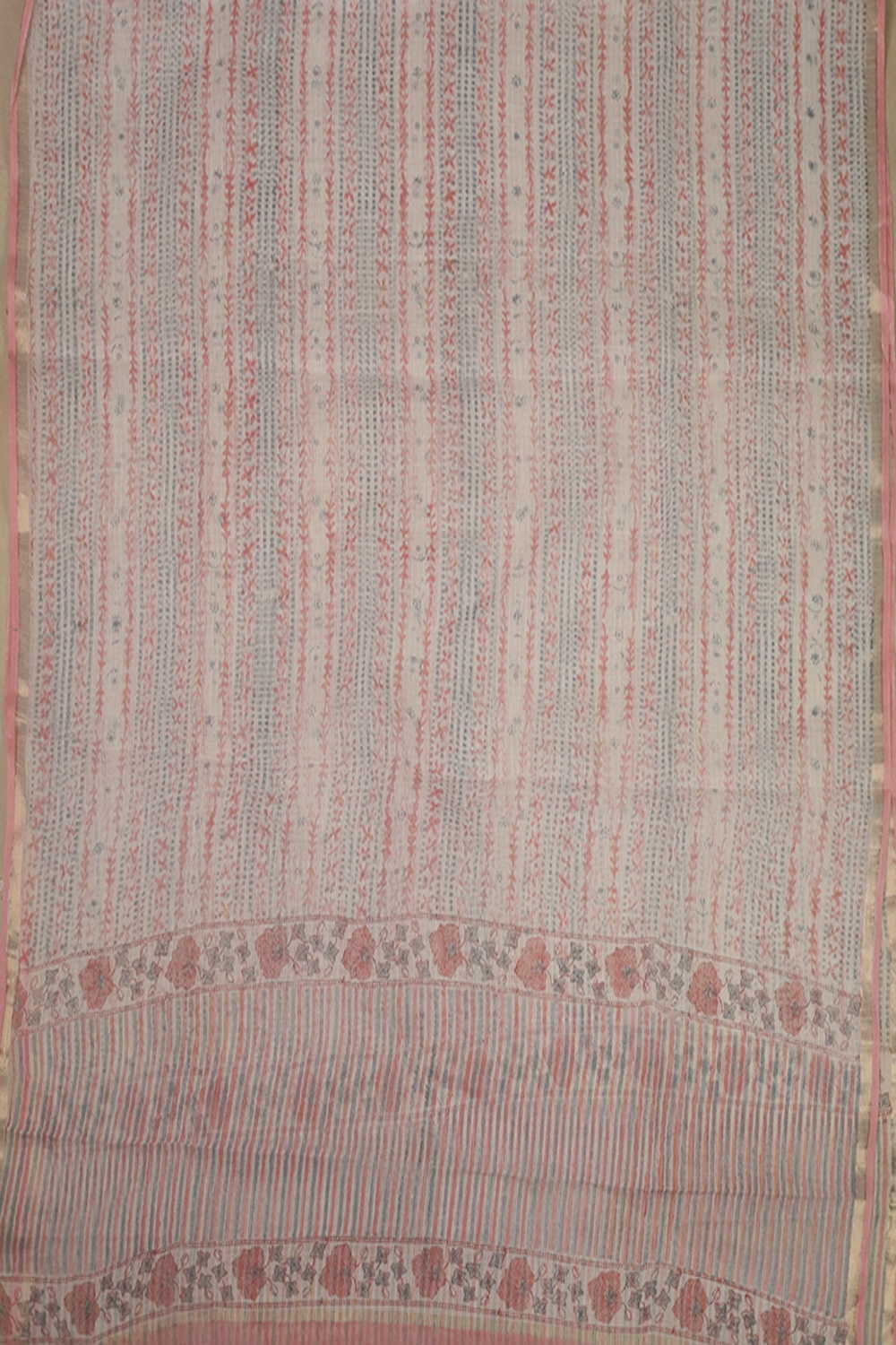Multi Design - Cream Block Printed Kota Cotton Dupatta - Image 4