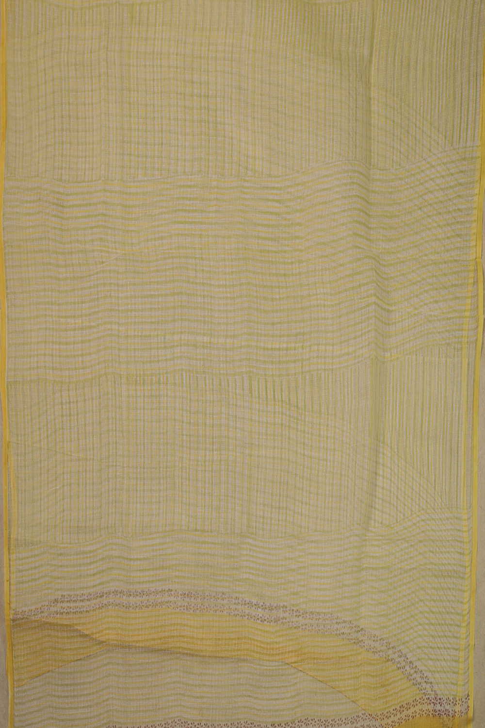 Yellow Geometic Lines Block Printed Kota Cotton Dupatta - Image 4