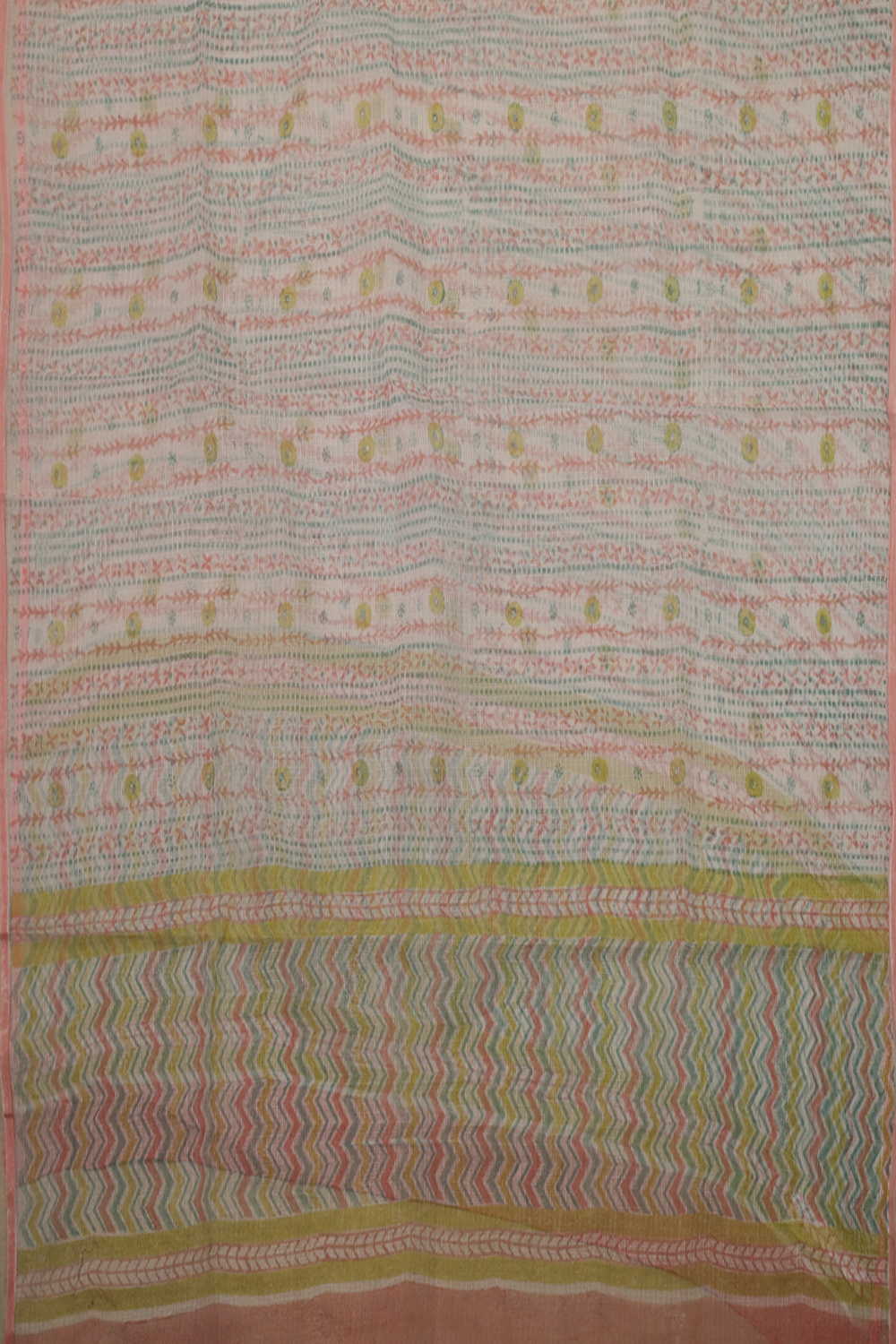 Cream - Nature’s filigree Block Printed Kota Cotton Dupatta - Image 4