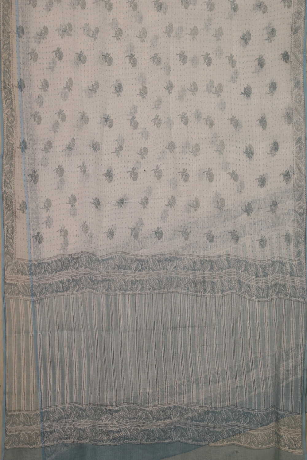 Creamy Blossom Block Printed Kota Cotton Dupatta - Image 4