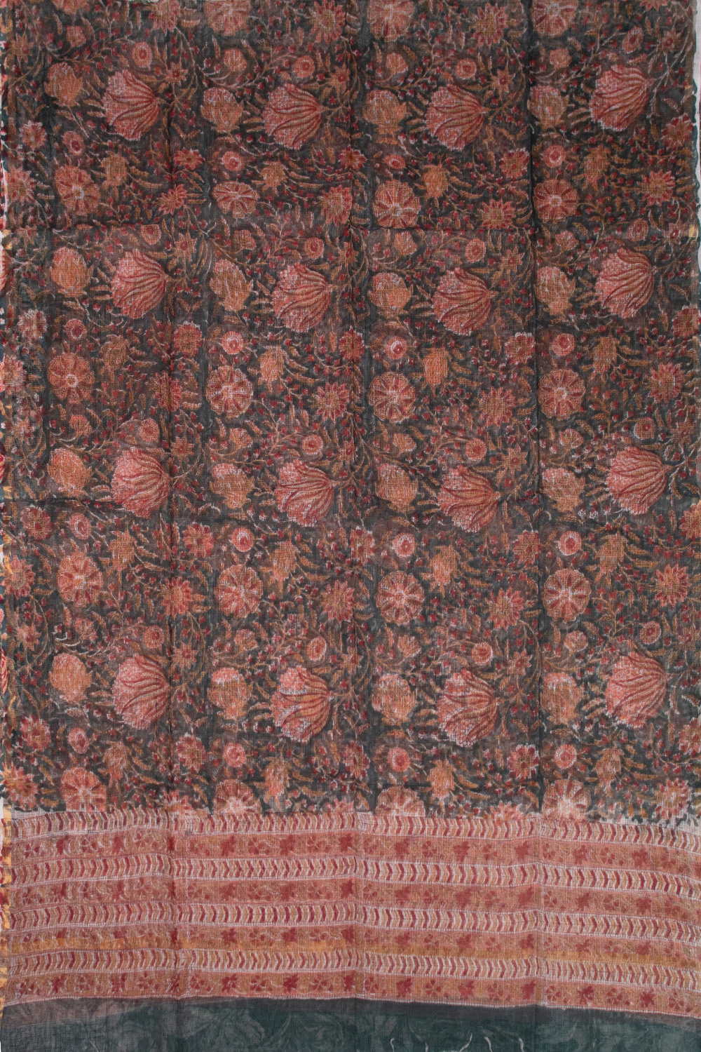 Floral Garden Block Printed Kota Cotton Dupatta - Image 3