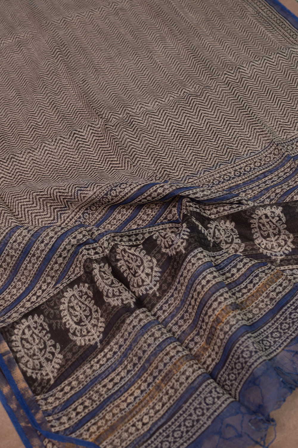 Chevron Pattern Block Printed Kota Cotton Dupatta - Image 2