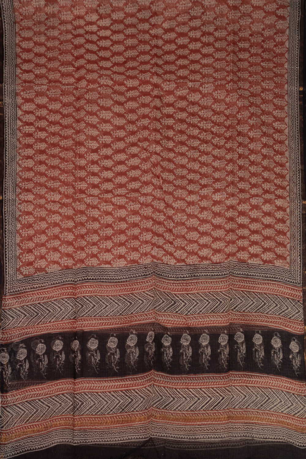 Scarlet Maroon Block Printed Kota Cotton Dupatta - Image 3