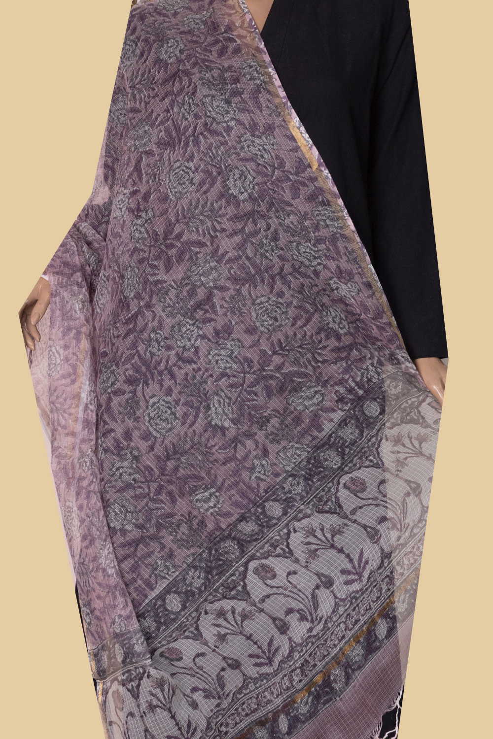 Floral design Block Printed Kota Cotton Dupatta