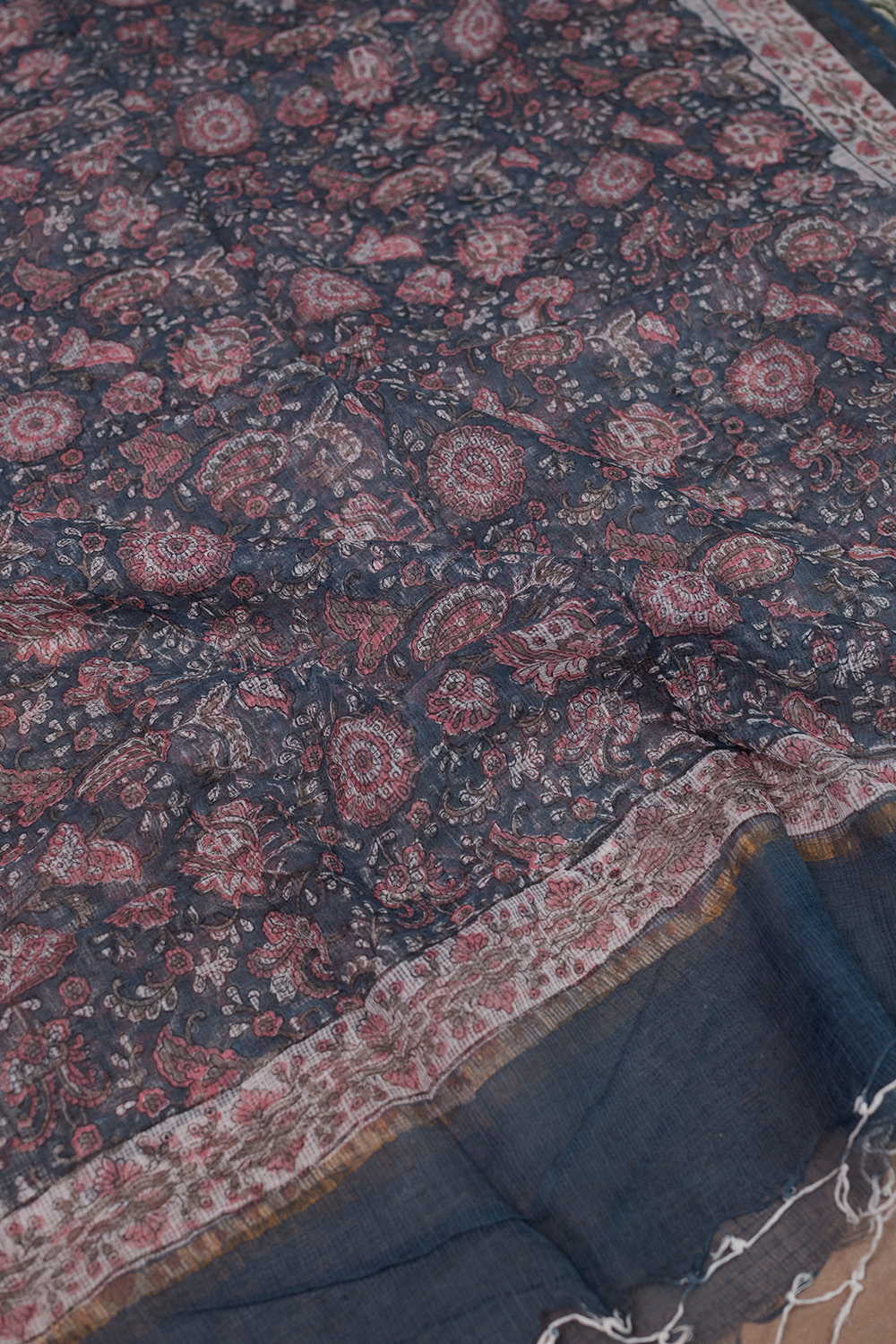 Vintage Floral Block Printed Kota Cotton Dupatta - Image 2