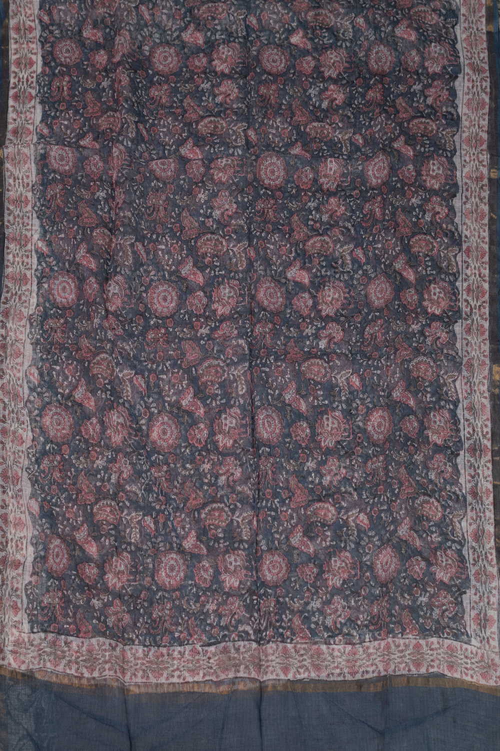 Vintage Floral Block Printed Kota Cotton Dupatta - Image 3