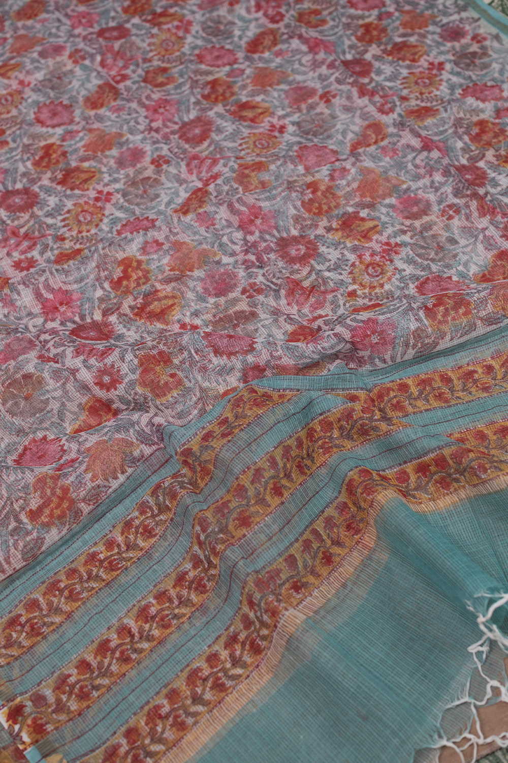 Spring Floral Block Printed Kota Cotton Dupatta - Image 2