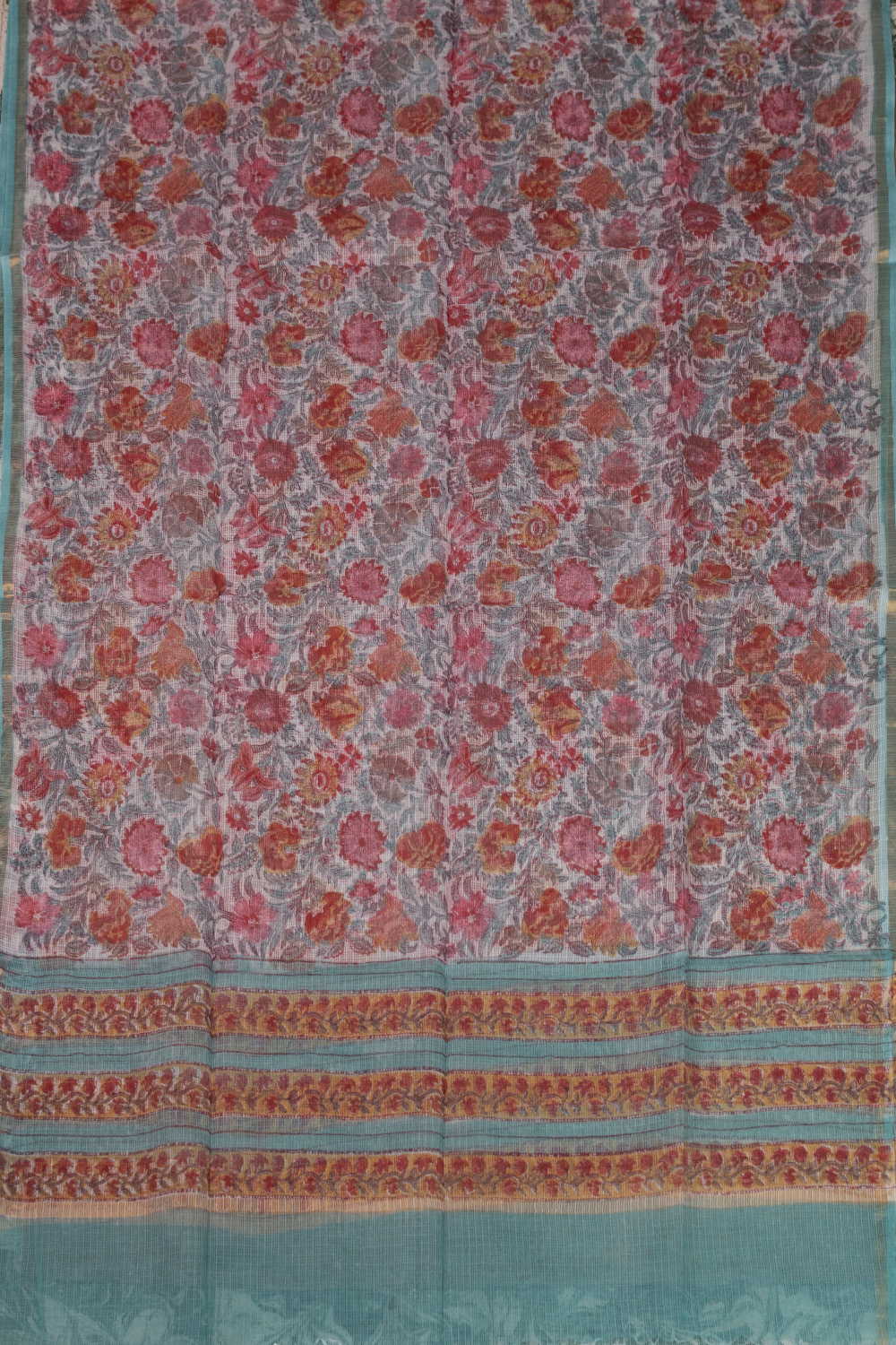 Spring Floral Block Printed Kota Cotton Dupatta - Image 3