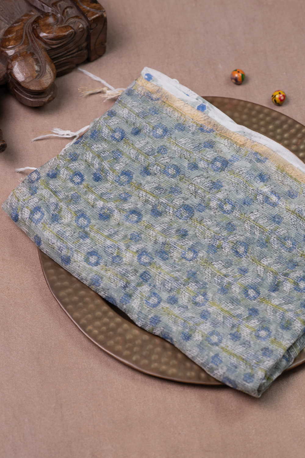 Floral Pattern Block Printed Kota Cotton Dupatta