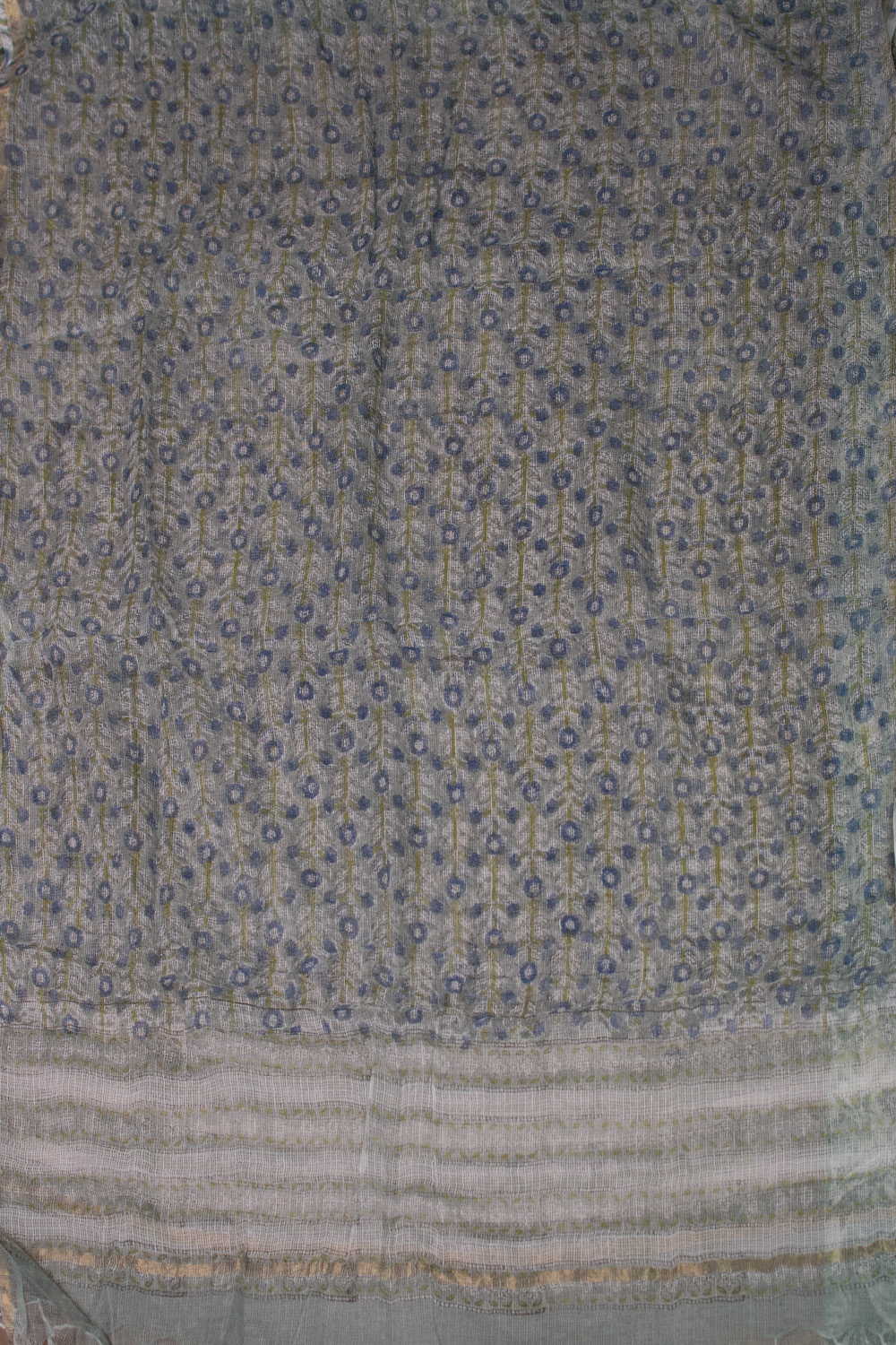 Floral Pattern Block Printed Kota Cotton Dupatta - Image 4