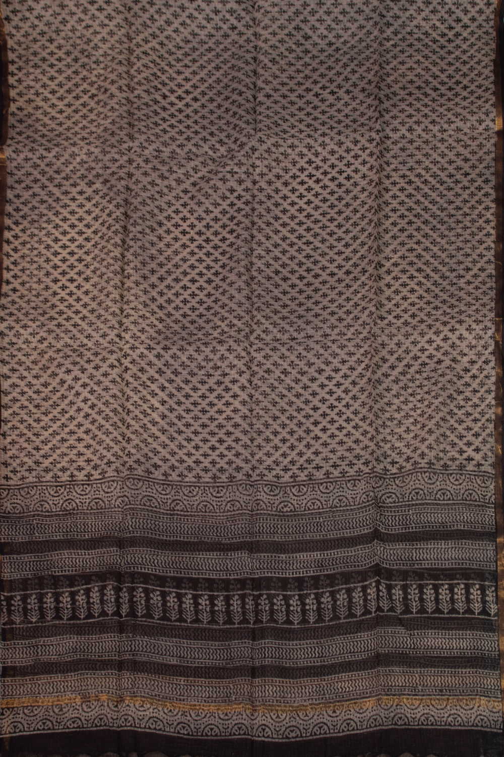 Black Motifs Block Printed Kota Cotton Dupatta - Image 3