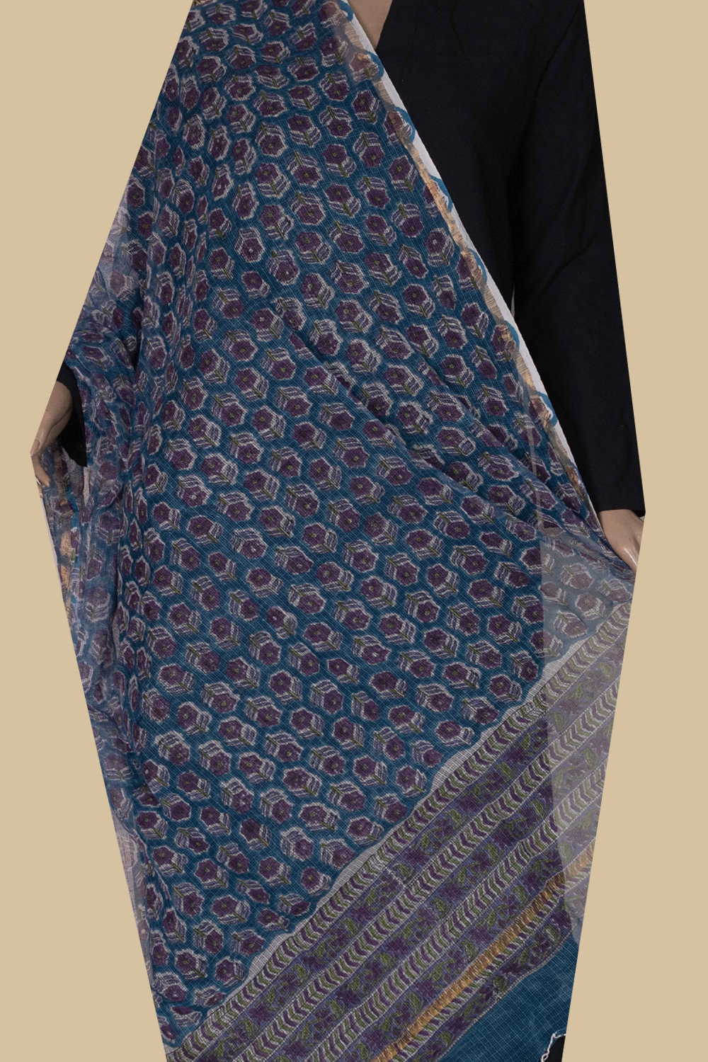 Prettiest Floral Butta Block Printed Kota Cotton Dupatta