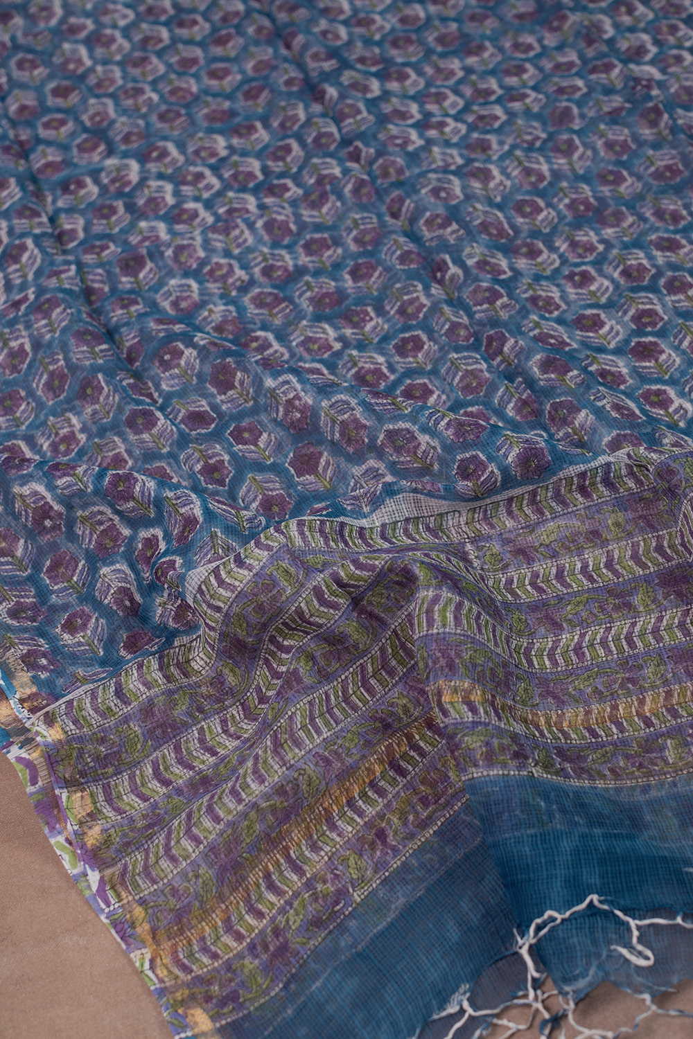 Prettiest Floral Butta Block Printed Kota Cotton Dupatta - Image 2