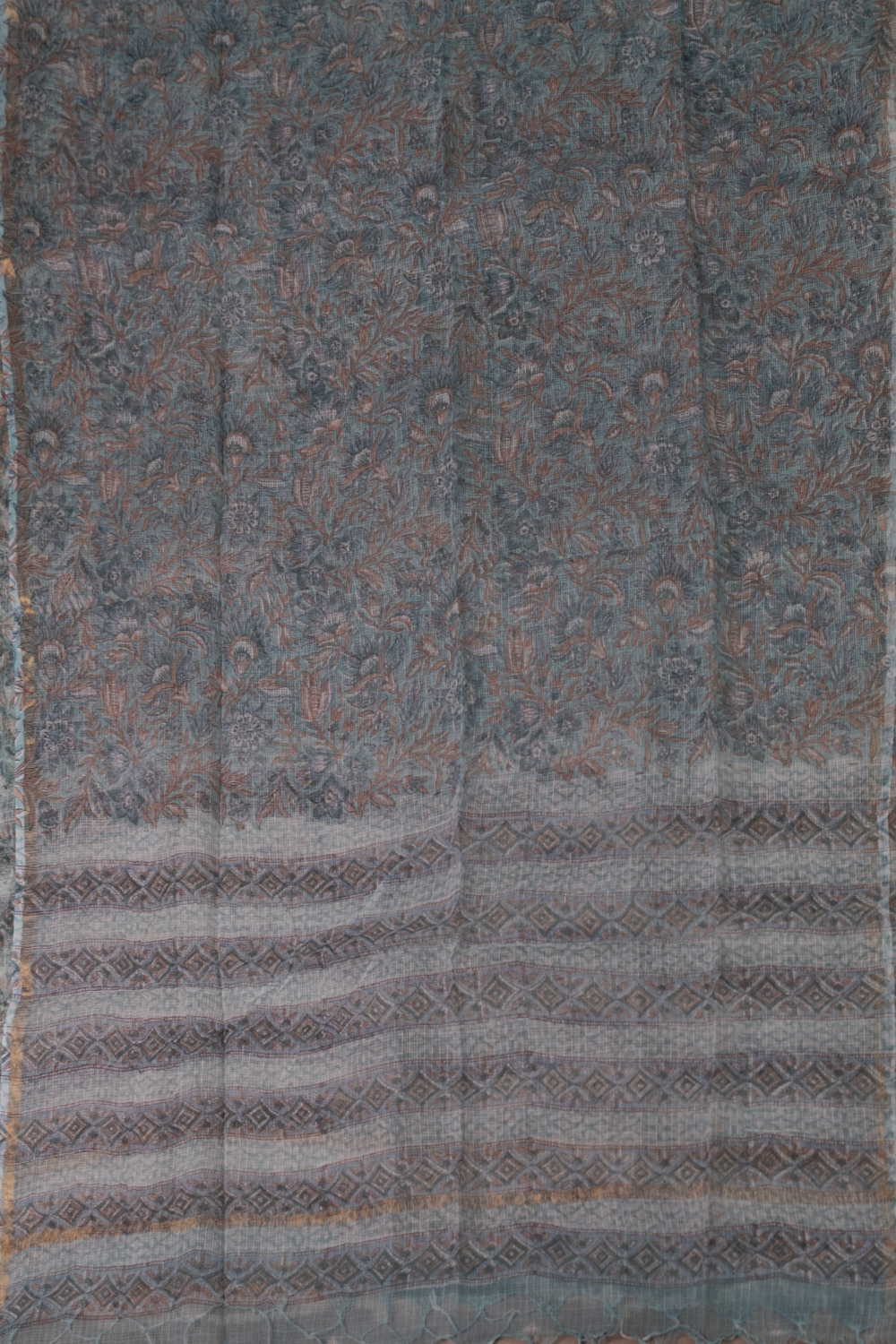 Floral Garden Block Printed Kota Cotton Dupatta - Image 3