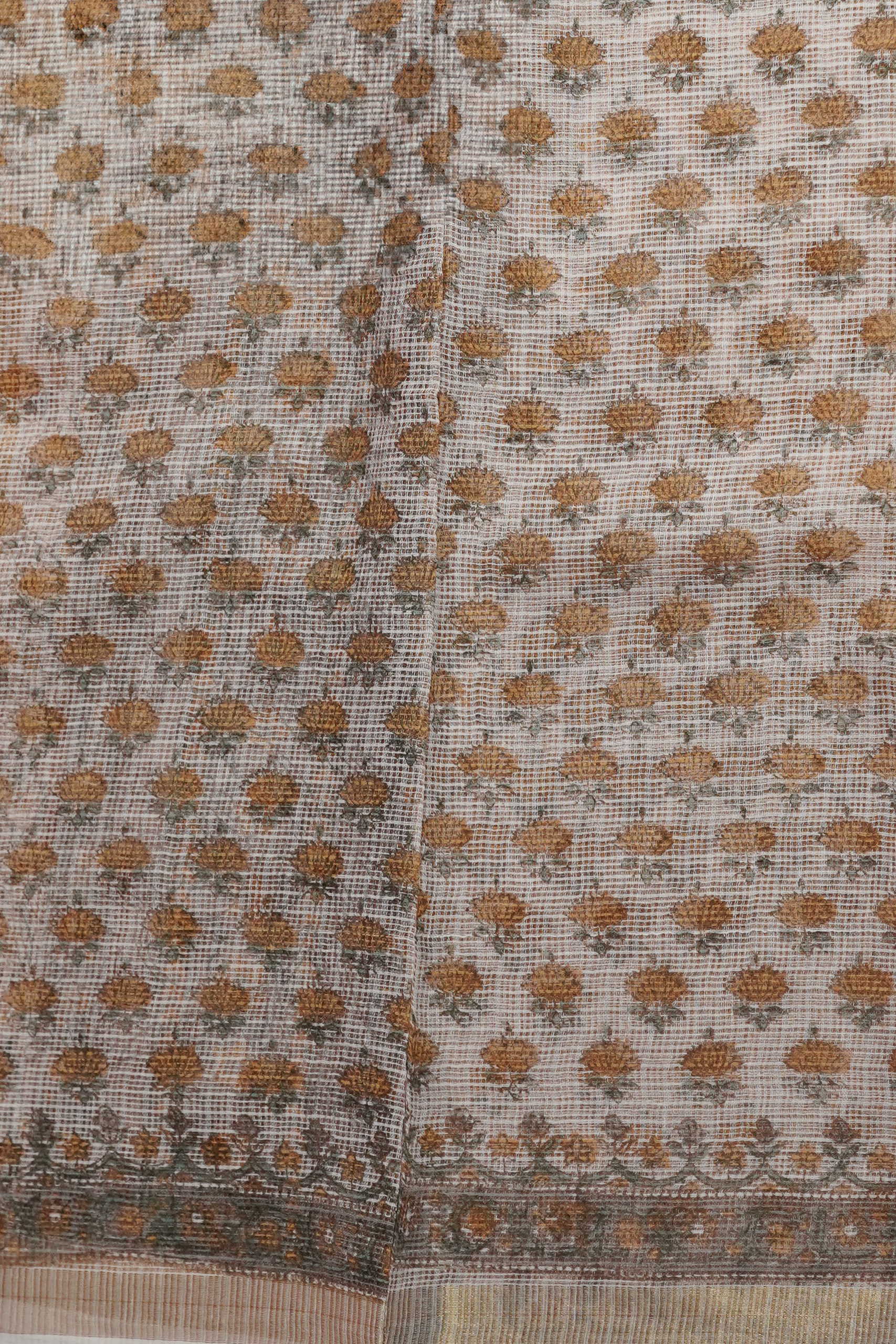 Little Yellow Motifs Block Printed Kota Cotton saree - Image 4