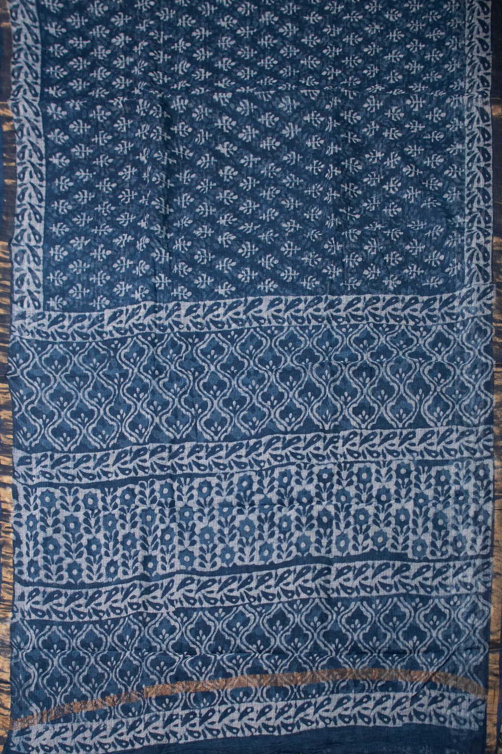 Indigo Block Printed Kota Cotton saree - Image 2