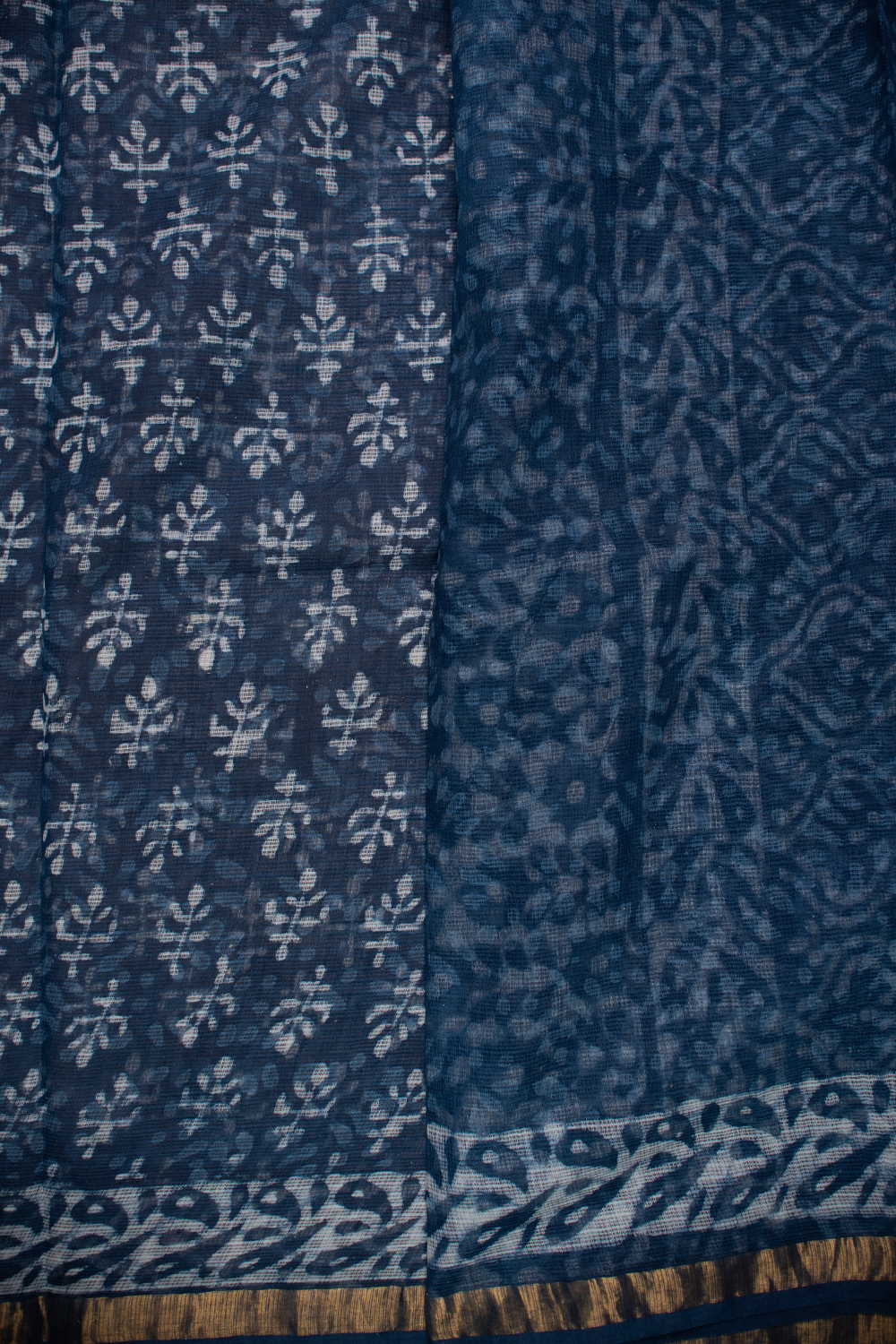Indigo Block Printed Kota Cotton saree - Image 4
