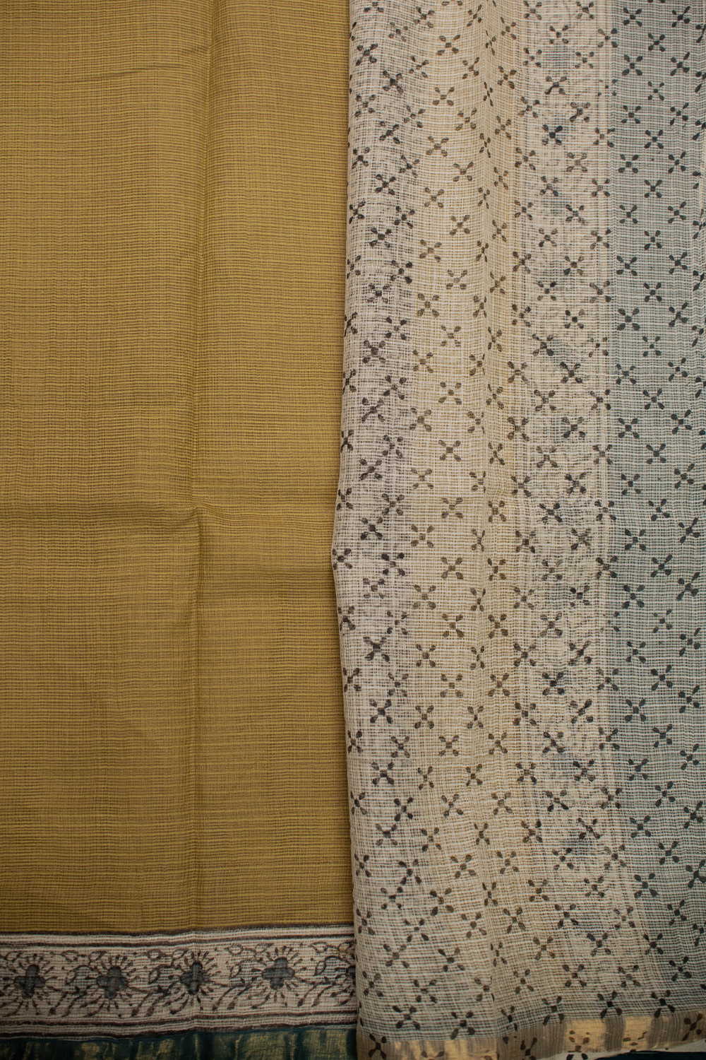 Fenugreek Green Block Printed Kota Cotton saree - Image 4
